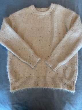 Speckled Cream Fuzzy Crewneck Sweater